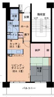ルネシティ脇浜町・2号棟(1LDK/4階)の間取り写真