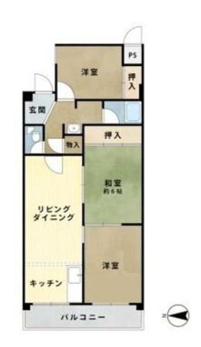 シャトールポート(3LDK/6階)の間取り写真