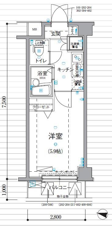 リヴシティ新宿壱番館(1K/5階)の間取り写真