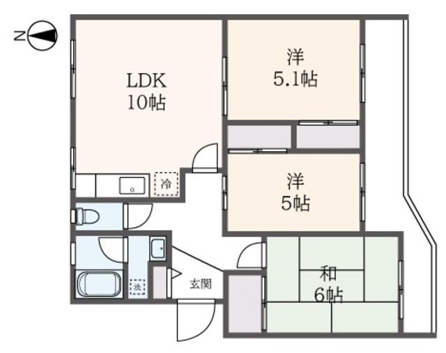 シティハイツ弥生台(3LDK/1階)の間取り写真