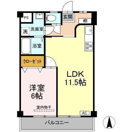 カーサMU(1LDK/3階)の間取り写真
