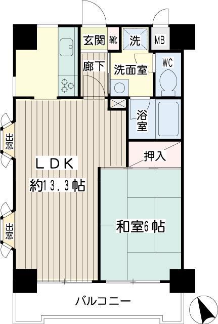 NICEアーバン鶴見中央II(1LDK/2階)の間取り写真