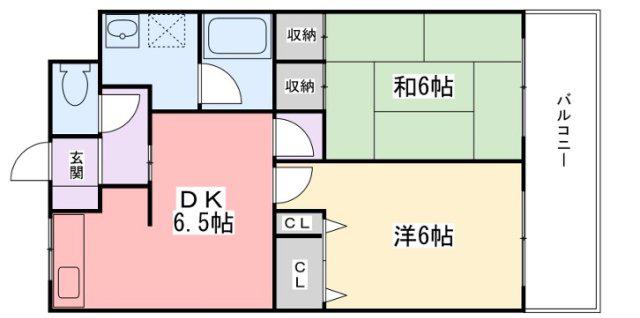やしろ中村コーポ B棟(2DK/1階)の間取り写真
