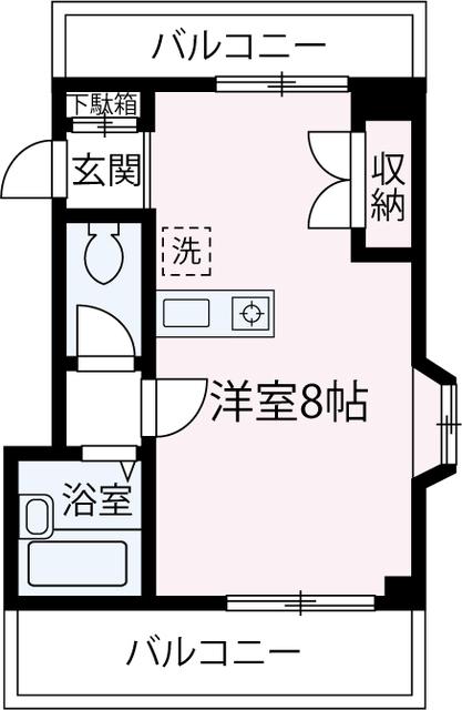グランブルー(ワンルーム/2階)の間取り写真