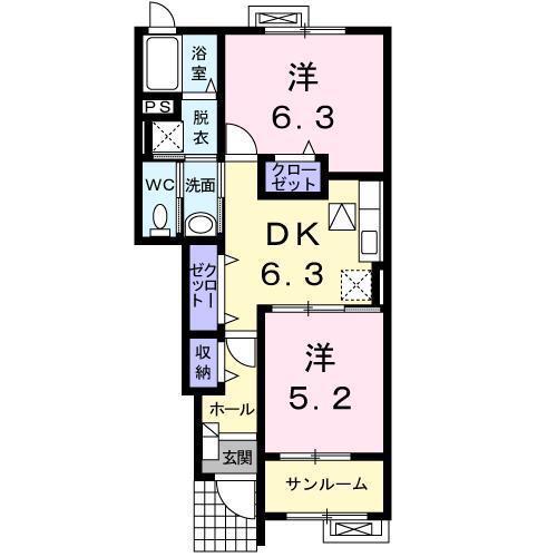 ウィンディA(2DK/1階)の間取り写真