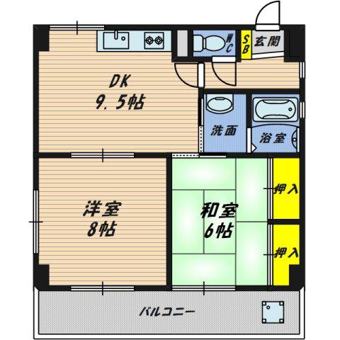フォート・イン・99(2LDK/2階)の間取り写真