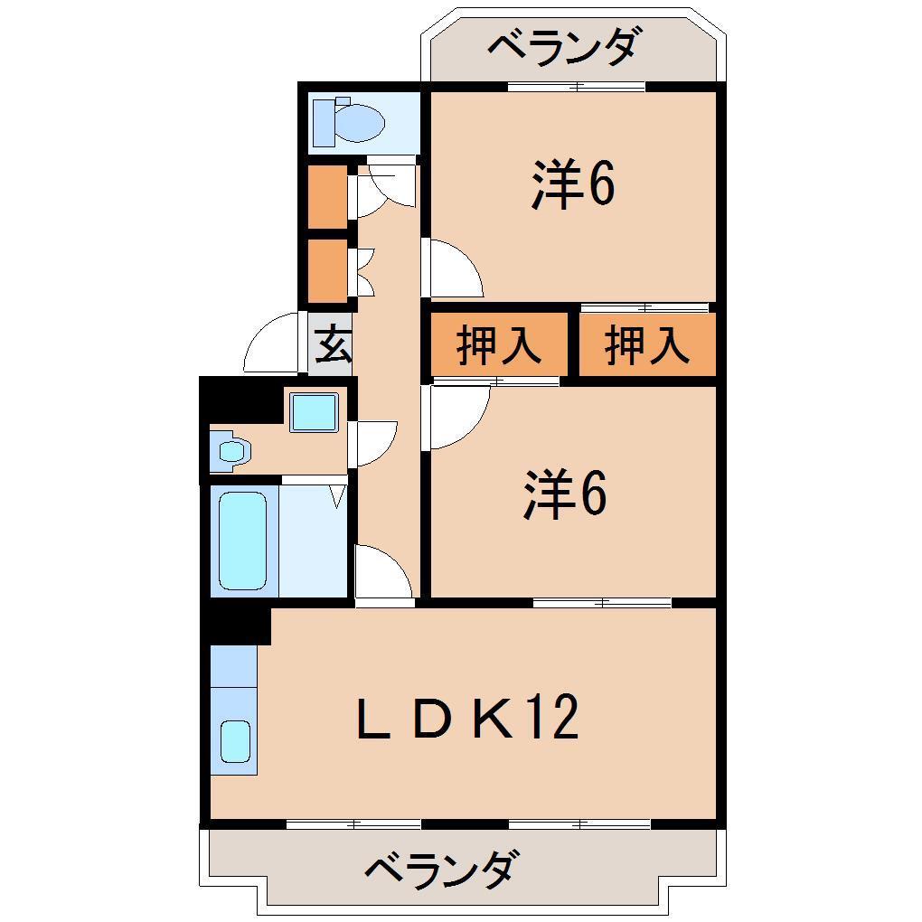 ルティエール(2LDK/2階)の間取り写真