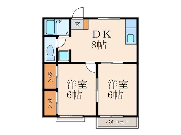ハイツロード(2DK/1階)の間取り写真