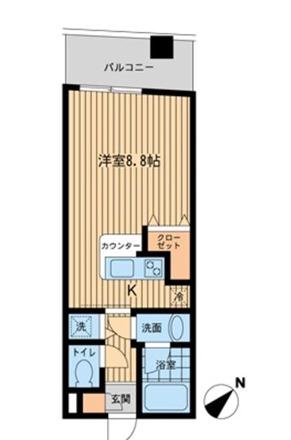 ミスズコート 門前仲町(1K/4階)の間取り写真
