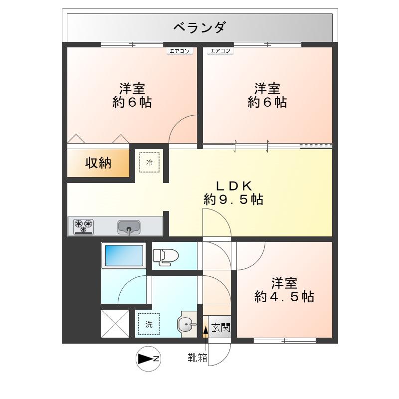 モリブリエ(3LDK/2階)の間取り写真