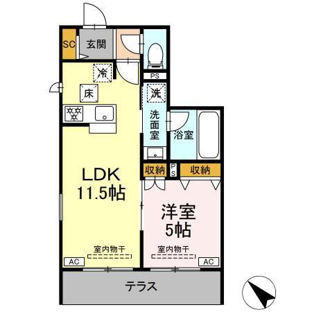 亀井野246メゾン(1LDK/1階)の間取り写真