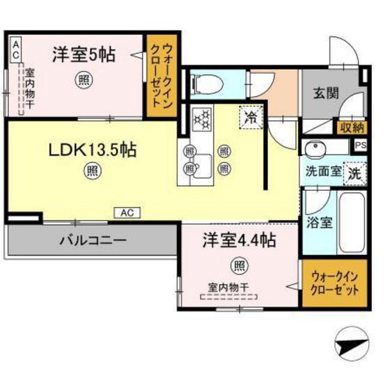 ミネット舟入南(2LDK/3階)の間取り写真