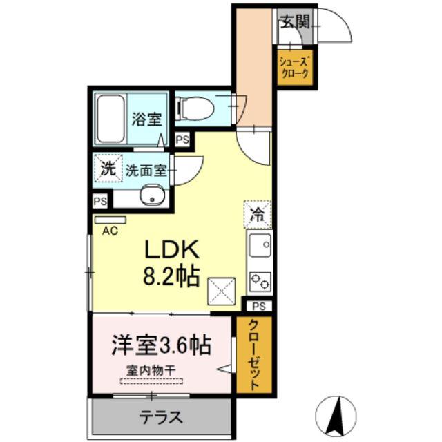 ルミエール(1LDK/1階)の間取り写真