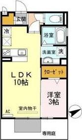 アンベリール堀の内(1LDK/1階)の間取り写真