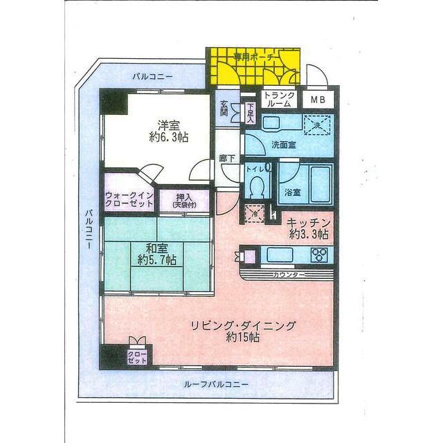 マイキャッスル辻堂東海岸(2LDK/7階)の間取り写真