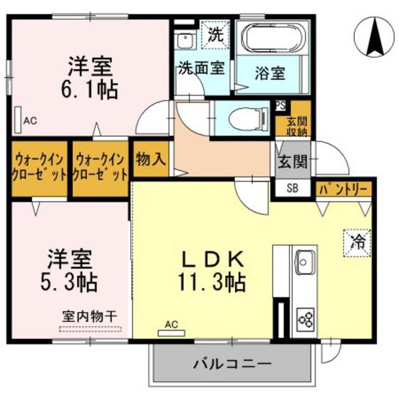 メゾン・ド・ファミーユ(2LDK/2階)の間取り写真