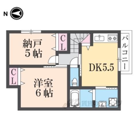 杭瀬南新町2丁目(2DK/2階)の間取り写真