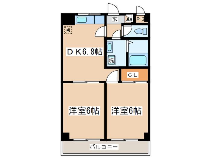 ジュネスパルク(2DK/1階)の間取り写真