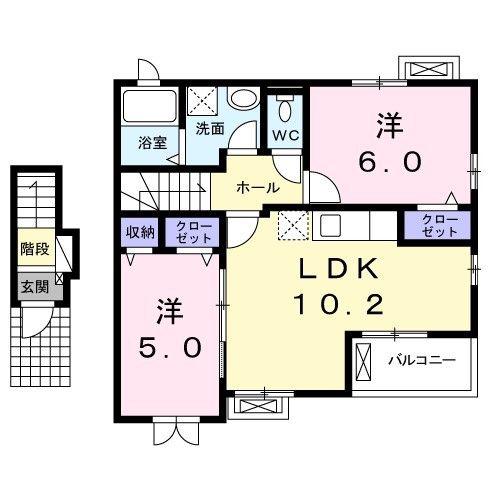 フィオーレ モリ(2LDK/2階)の間取り写真