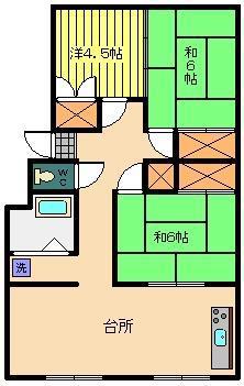 サンハイツ土々呂(3LDK/1階)の間取り写真