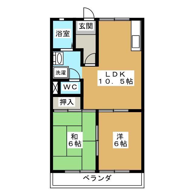リバティはやのA(2LDK/2階)の間取り写真