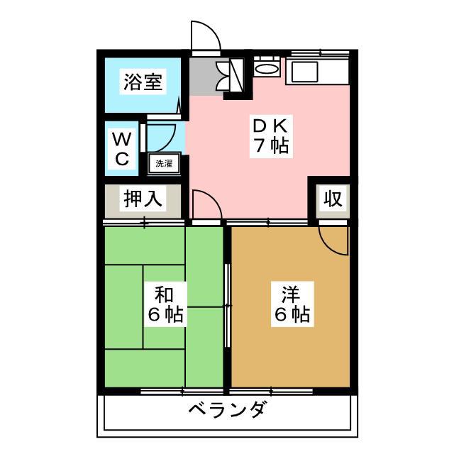 カースルハラダII(2DK/1階)の間取り写真
