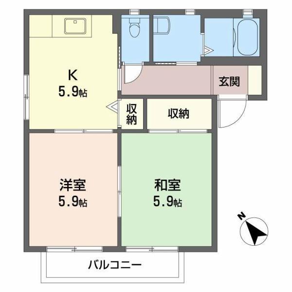 LOGEMENT DE HAUT PON(2K/2階)の間取り写真