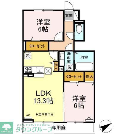 けやき 弐番館(2LDK/1階)の間取り写真