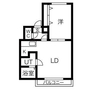 グランデージ新琴似(1LDK/4階)の間取り写真