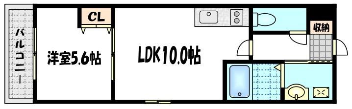 ソリティア梅小路(1LDK/2階)の間取り写真