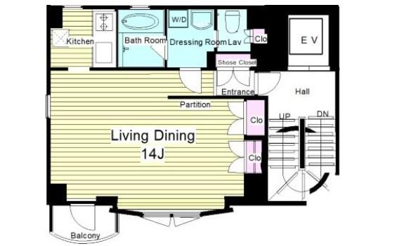 ピアーチェ西新宿(1K/2階)の間取り写真