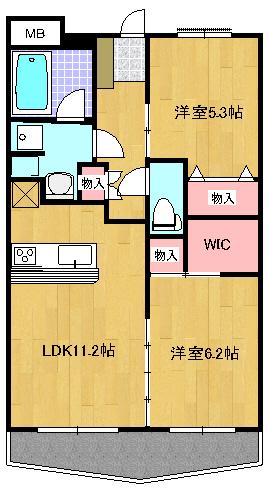 マリンコート本郷(2LDK/2階)の間取り写真