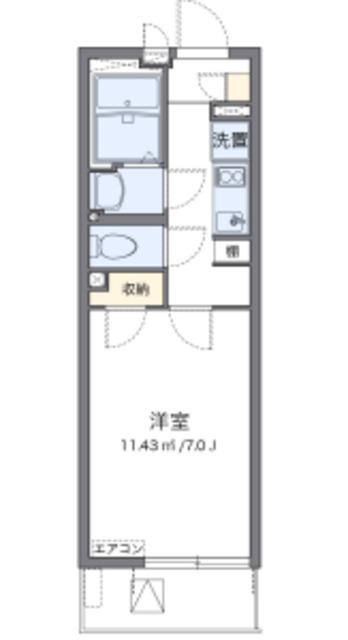 クレイノMIYABI(1K/2階)の間取り写真