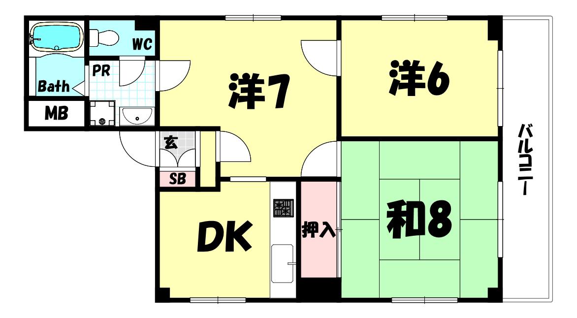 ハース本郷(3DK/2階)の間取り写真