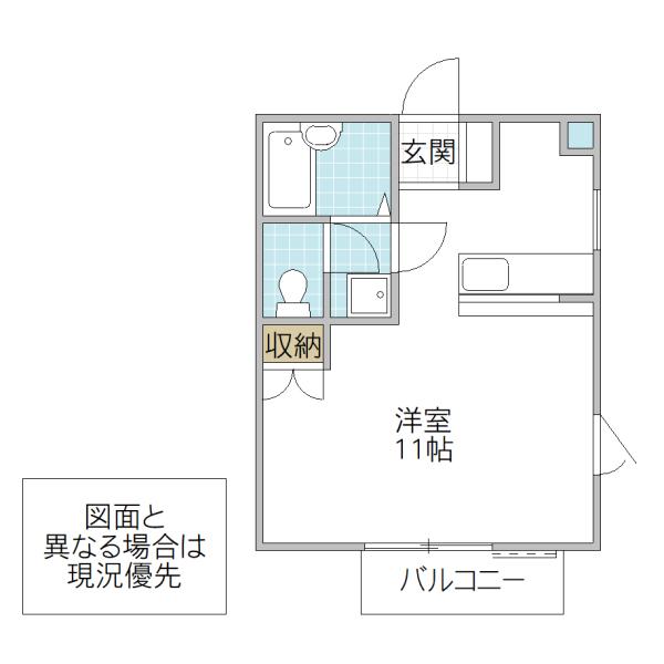 ドミール武藤 C棟(1K/2階)の間取り写真