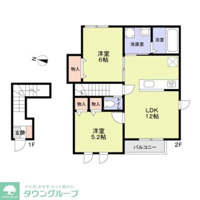 川崎市多摩区宿河原3丁目計画 B棟(2LDK/1階)の間取り写真
