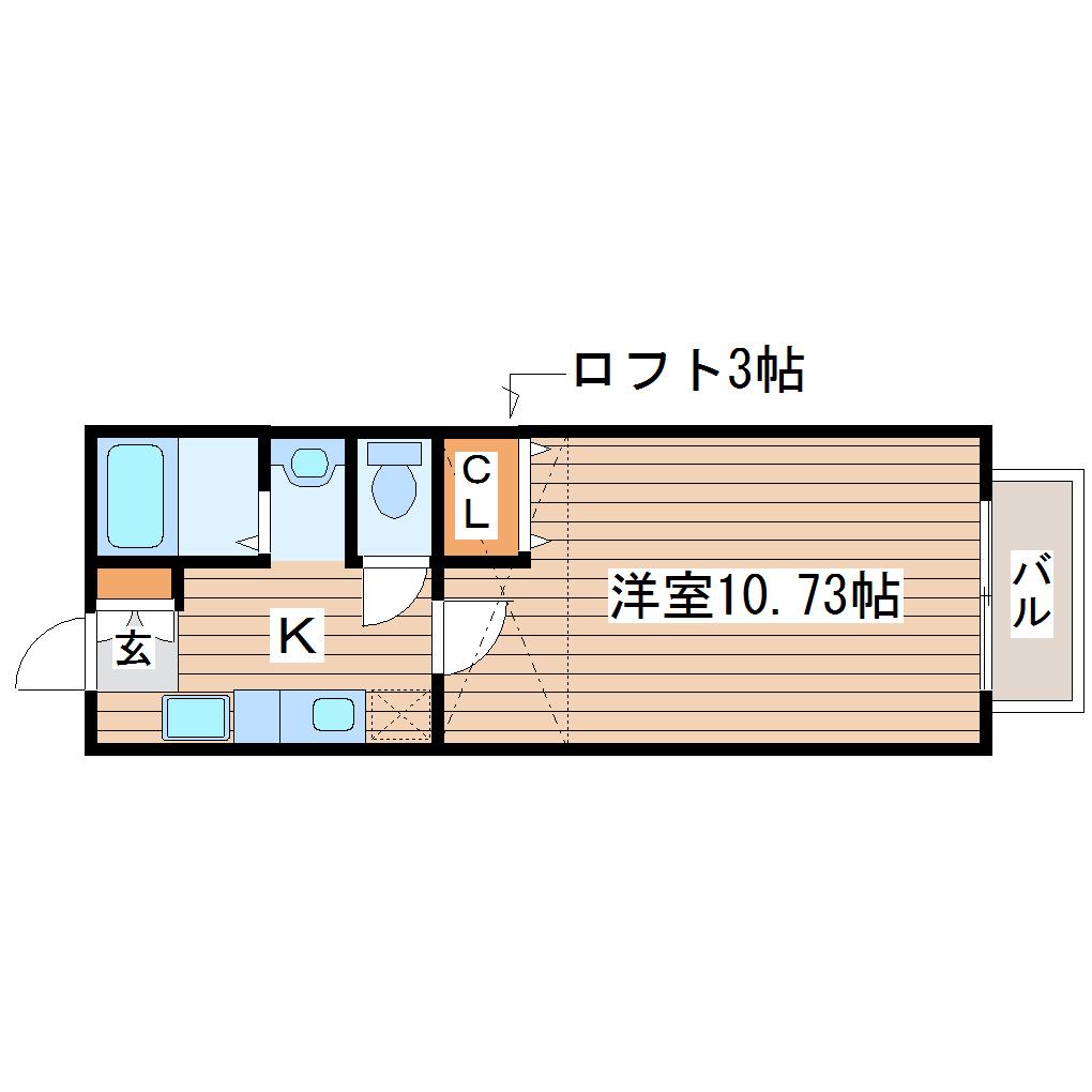 アヴァンセ台原(1K/2階)の間取り写真