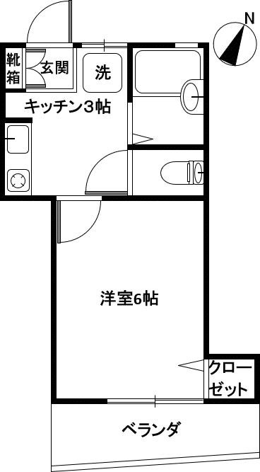 リリーハイム(1K/1階)の間取り写真