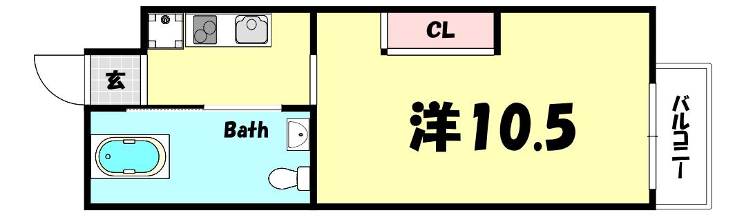 クレセンティア北野(1K/2階)の間取り写真