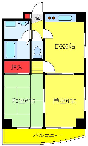 シティパレスアライ(2DK/7階)の間取り写真
