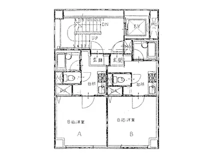 Uビル(1K/5階)の間取り写真