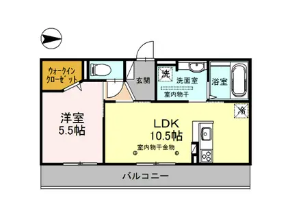 リヴィエール(1LDK/2階)の間取り写真