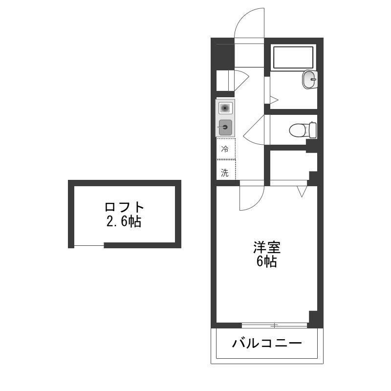 アムール(1K/2階)の間取り写真