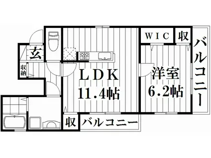 TKS北垣内(1LDK/1階)の間取り写真