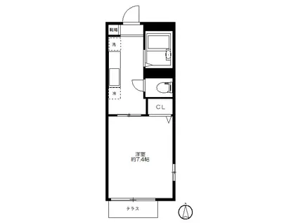 ジヴェルニー(1K/1階)の間取り写真