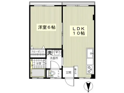 鈴木ビル(1LDK/4階)の間取り写真