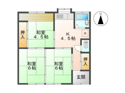 千綿アパート(3K/2階)の間取り写真