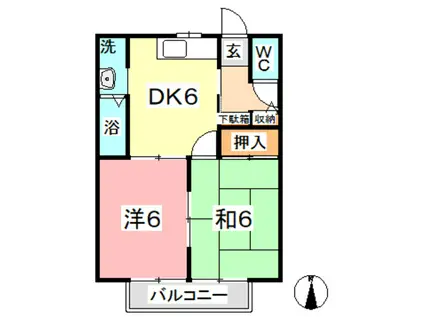 サニーガーデン(2DK/1階)の間取り写真