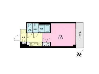 プライムネクサス上大岡(ワンルーム/1階)の間取り写真