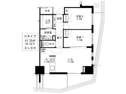 ゴサロレジデンス(2LDK/10階)の間取り写真